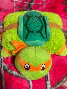 Green and Orange Plush Turtle Night Light for Reptile Habitats